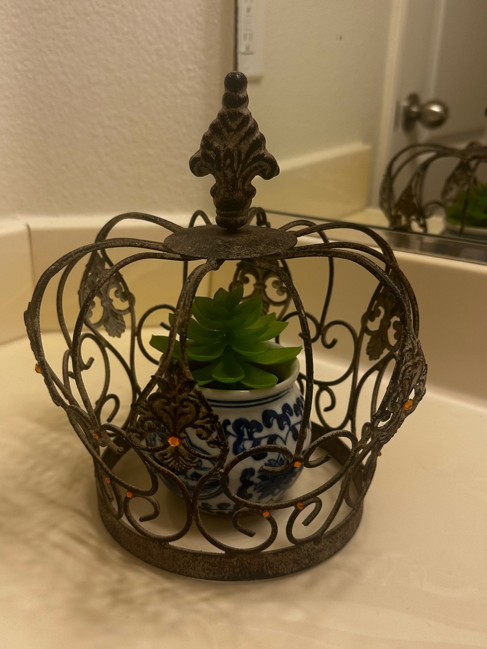 Rustic Brown Metal Decorative Crown Accent - Picture 2 of 5